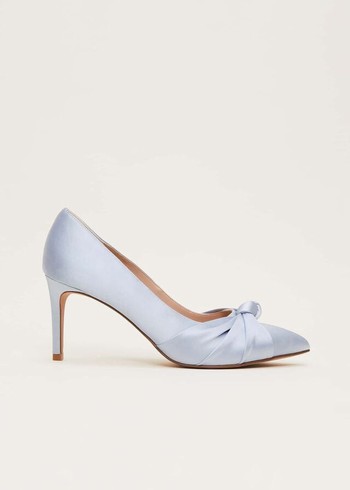 Phase Eight Satin Knot Front Court Heels Blue Australia | WI2489103